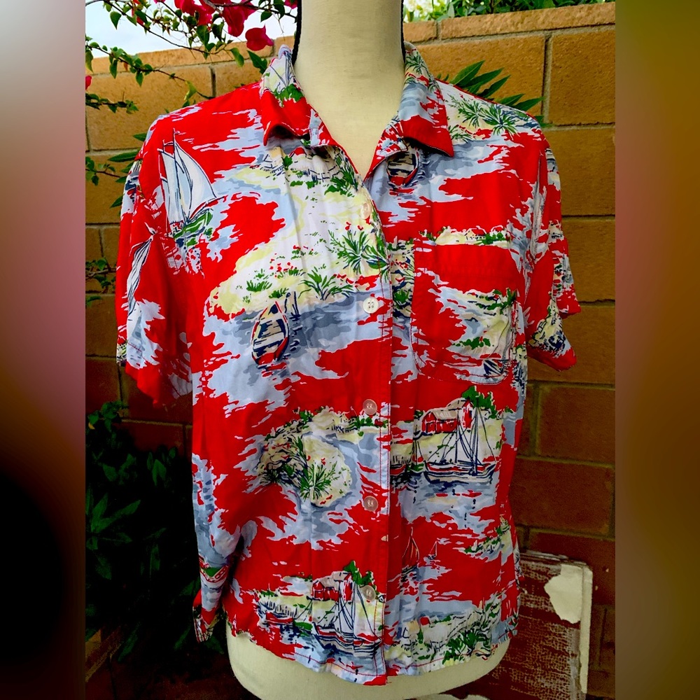 Liz Claiborne cropped Hawaiian shirt